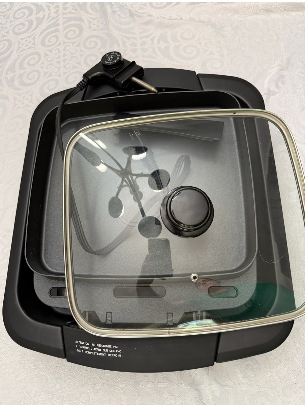 Wolfgang Puck Electric Nonstick Skillet with Glass Lid Black